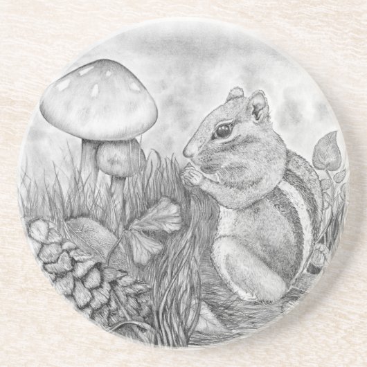 Chipmunk Nibbling Zandsteen Onderzetter (Voorkant)