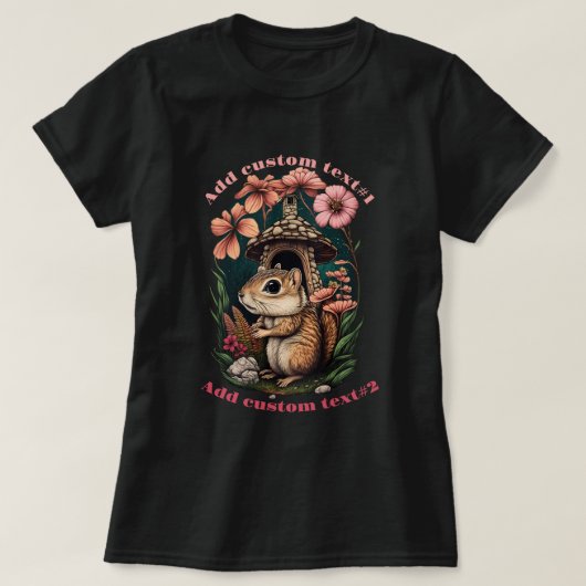Chipmunk Onder Mushroom House, Chipmunk Liefhebber T-shirt (Design voorkant)