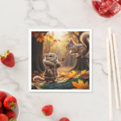 Chipmunk Ontmoeting In Een Herfst Bossen Servet (Insitu)