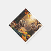 Chipmunk Ontmoeting In Een Herfst Bossen Servet (Hoek)