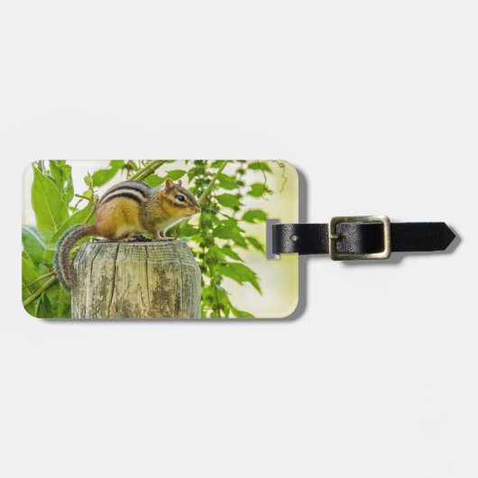 Chipmunk op een Fence Post Bagagelabel (Voorkant horizontaal)