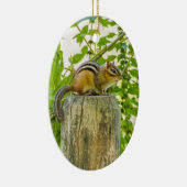 Chipmunk op een Fence Post Keramisch Ornament (Rechts)