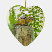 Chipmunk op een Fence Post Keramisch Ornament (Rechts)