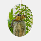 Chipmunk op een Fence Post Keramisch Ornament (Rechts)