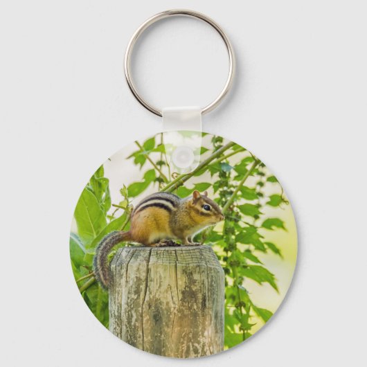 Chipmunk op een Fence Post Sleutelhanger (Voorkant)