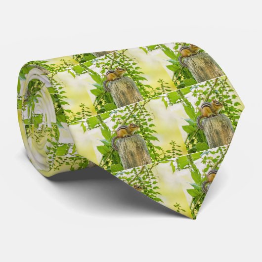 Chipmunk op een Fence Post Stropdas (Opgerold)