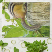 Chipmunk op een Fence Post Theedoek (Gevouwen)