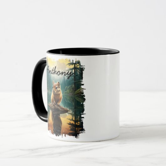 Chipmunk op Log Lake Reflection Mok (Voorkant links)