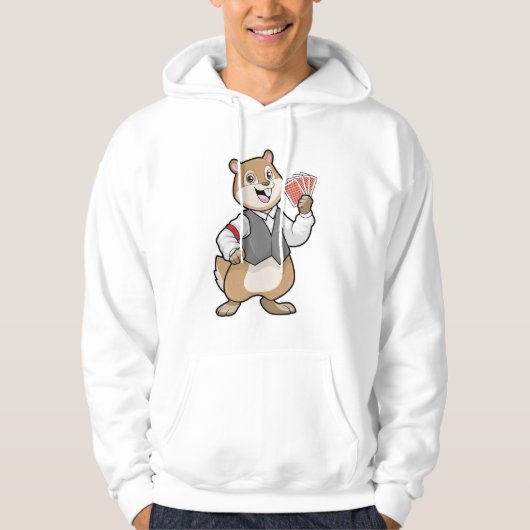 Chipmunk op Poker met pokerkaarten Hoodie (Voorkant)