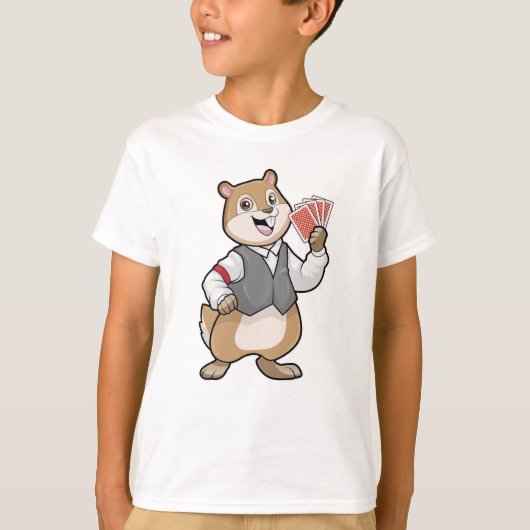 Chipmunk op Poker met pokerkaarten T-shirt (Voorkant)