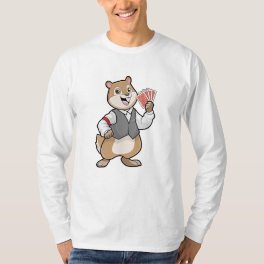 Chipmunk op Poker met pokerkaarten T-shirt (Voorkant)