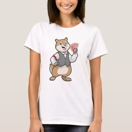 Chipmunk op Poker met pokerkaarten T-shirt (Voorkant)