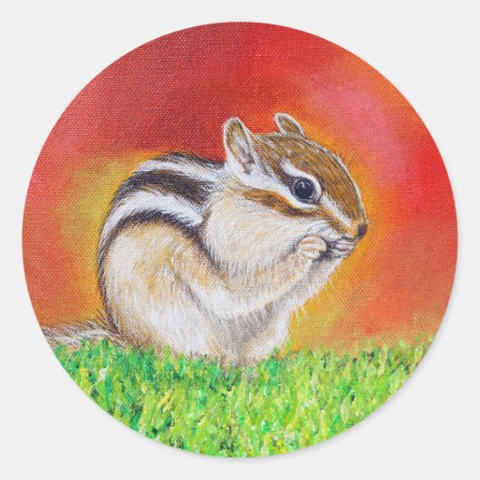 Chipmunk Painting Ronde Sticker (Voorkant)