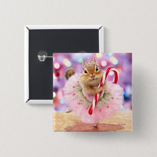 Chipmunk Plum Fairy Vierkante Button 5,1 Cm (Voorkant /achterkant)