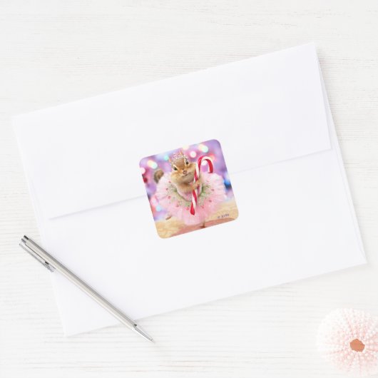 Chipmunk Plum Fairy Vierkante Sticker (Envelop)