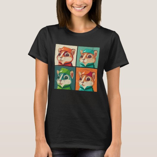 Chipmunk Pop Illustratie Kleurrijke Dierlijke Vrou T-shirt (Voorkant)