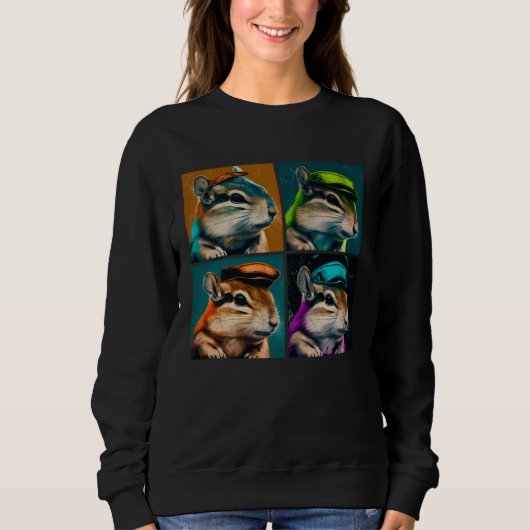 Chipmunk Pop Illustration Colorful Animal Women  2 Trui (Voorkant)
