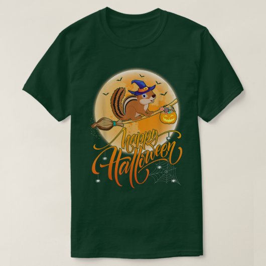 Chipmunk Ride Witch Shot Moon  Chipmunk Hal T-shirt (Design voorkant)