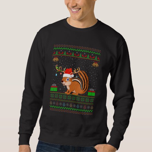 Chipmunk Santa Hat Matching Ugly Chipmunk Christm Trui (Voorkant)