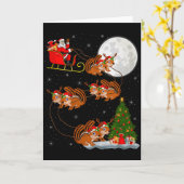 Chipmunk Santa Sleigh Flying Funny Magical Christm Kaart (Gele Bloem)