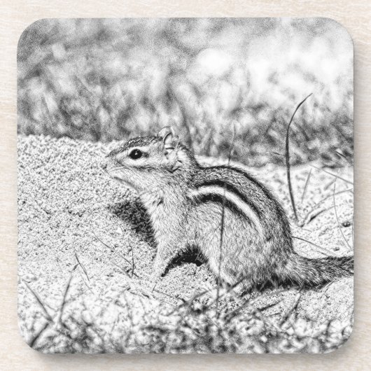 Chipmunk Sketch Drankjes Onderzetter (Voorkant)