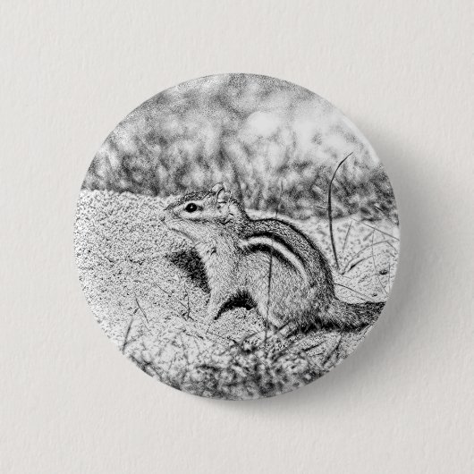 Chipmunk Sketch Ronde Button 5,7 Cm (Voorkant)