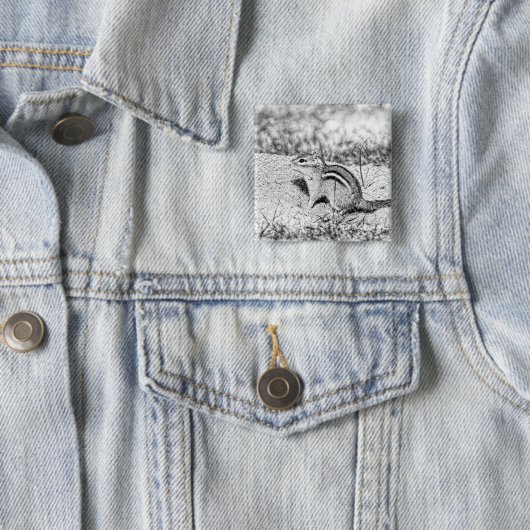 Chipmunk Sketch Vierkante Button 5,1 Cm (In situ)