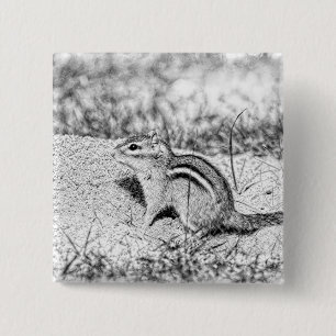 Chipmunk Sketch Vierkante Button 5,1 Cm