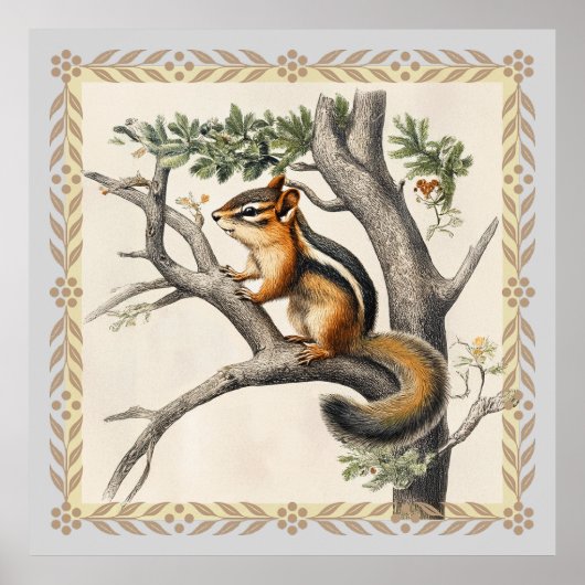  Chipmunk Sketch voor Natuur liefhebbers Poster (Voorkant)