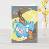 Chipmunk Tea Party / Verjaardag Wenskaart Kaart (Gele Bloem)