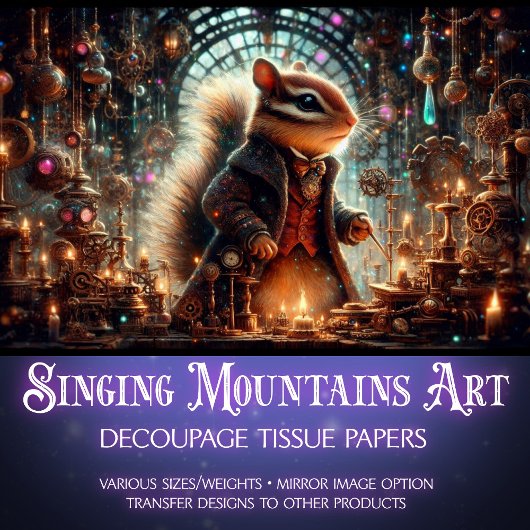 Chipmunk Uitvinder Magische Workshop Decoupage Tissuepapier