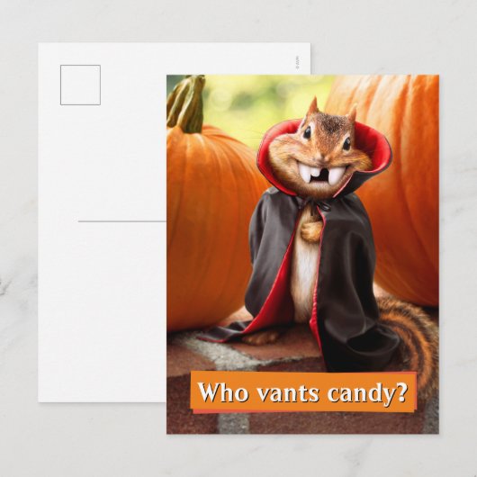 Chipmunk Vampier Uitnodiging Briefkaart (Voorkant / Achterkant)