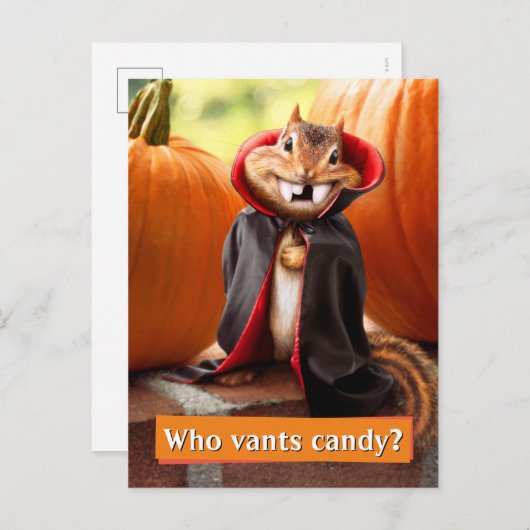 Chipmunk Vampire Uitnodiging Briefkaart (Voorkant / Achterkant)