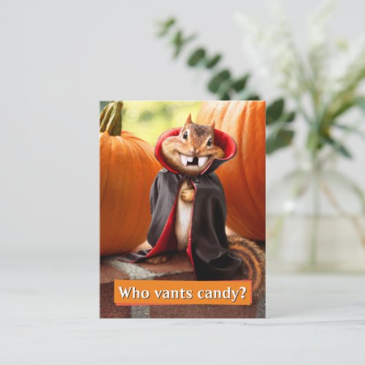 Chipmunk Vampire Uitnodiging Briefkaart (Staand voorkant)