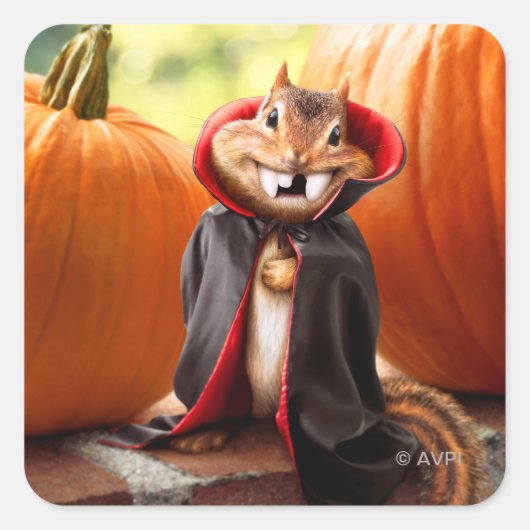 Chipmunk Vampire Vierkante Sticker (Voorkant)