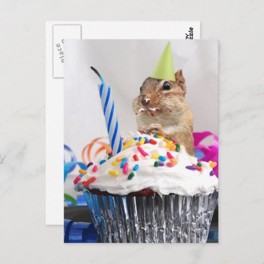 Chipmunk verjaardagsviering briefkaart (Voorkant / Achterkant)