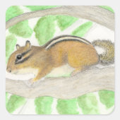 Chipmunk Vierkante Sticker (Voorkant)