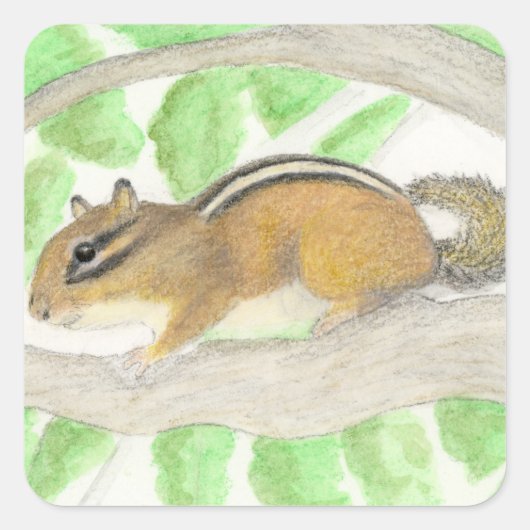 Chipmunk Vierkante Sticker (Voorkant)