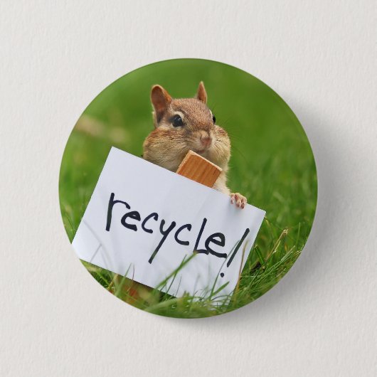 chipmunk voor recycling ronde button 5,7 cm (Voorkant)