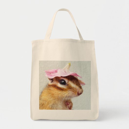 Chipmunk wears flower hat tote bag (Voorkant)