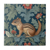 Chipmunk William Morris stijl Links Facing Leafy Tegeltje (Voorkant)