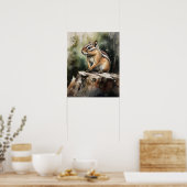 Chipmunk Woodland Animal Art Print Poster (Keuken)