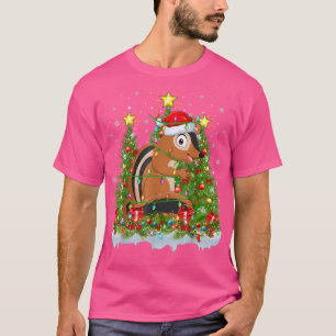 Chipmunk Xmas lights Santa Chipmunk kerstboom T-shirt
