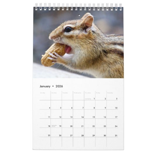 Chipmunks 2026 kalender (Jan 2026)
