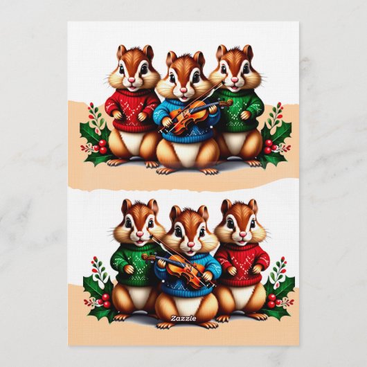 Chipmunks Christmas Party Invitation Kaart (Achterkant)