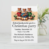 Chipmunks Christmas Party Invitation Kaart (Staand voorkant)