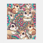 "Chipmunks & Cottontails" Fleece Deken (Voorkant)