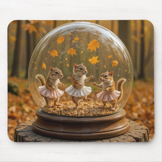 Chipmunks Dancing In a Glass Globe Muismat (Voorkant)