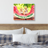 Chipmunks die watermeloen eten canvas afdruk (Insitu (Slaapkamer))