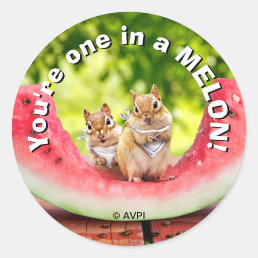 Chipmunks die watermeloen eten ronde sticker (Voorkant)